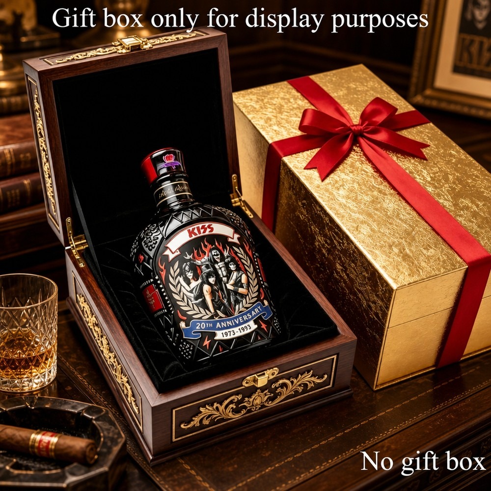 Vintage Collectible Liquor Bottles - ขวดเหล้าวิสกี้ YING-KISS Band ลายวินเทจธีมเพลงร็อก ของสะสม ขวดเหล้า