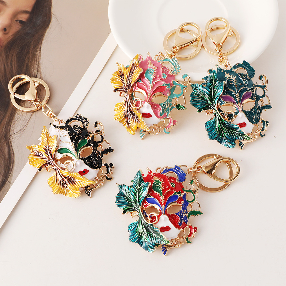 Vintage Collectible Accessories - พวงกุญแจหน้ากากทองคำงานคาร์นิวัลเวเนเชียน สไตล์วินเทจ สีสันสดใสเคลือบเงา แฟชั่นสำหรับงานปาร์ตี้ ของตกแต่งกระเป๋า