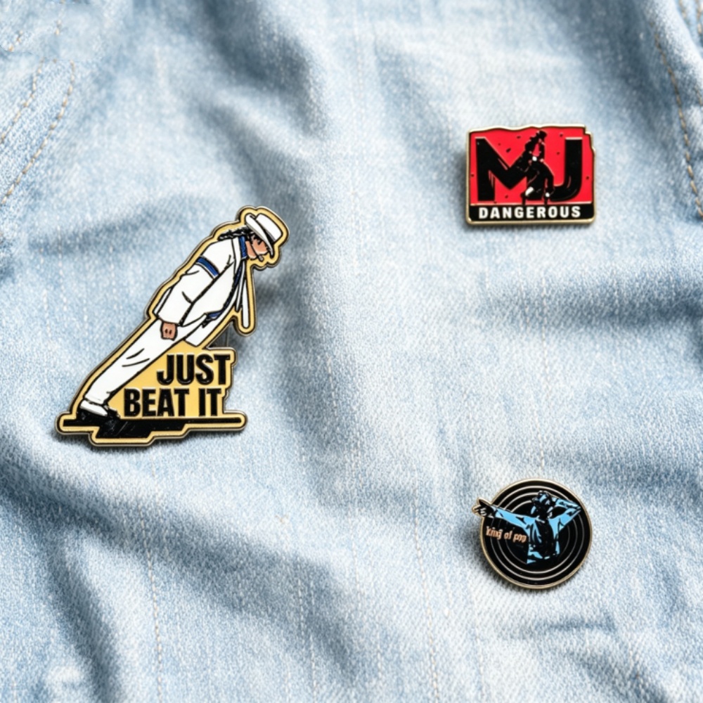 Collectible Vintage Brooches - ชุด 3 ชิ้น เข็มกลัดติดปกเสื้อเคลือบอีนาเมล ลายคิงออฟป๊อปสไตล์วินเทจ ของสะสม