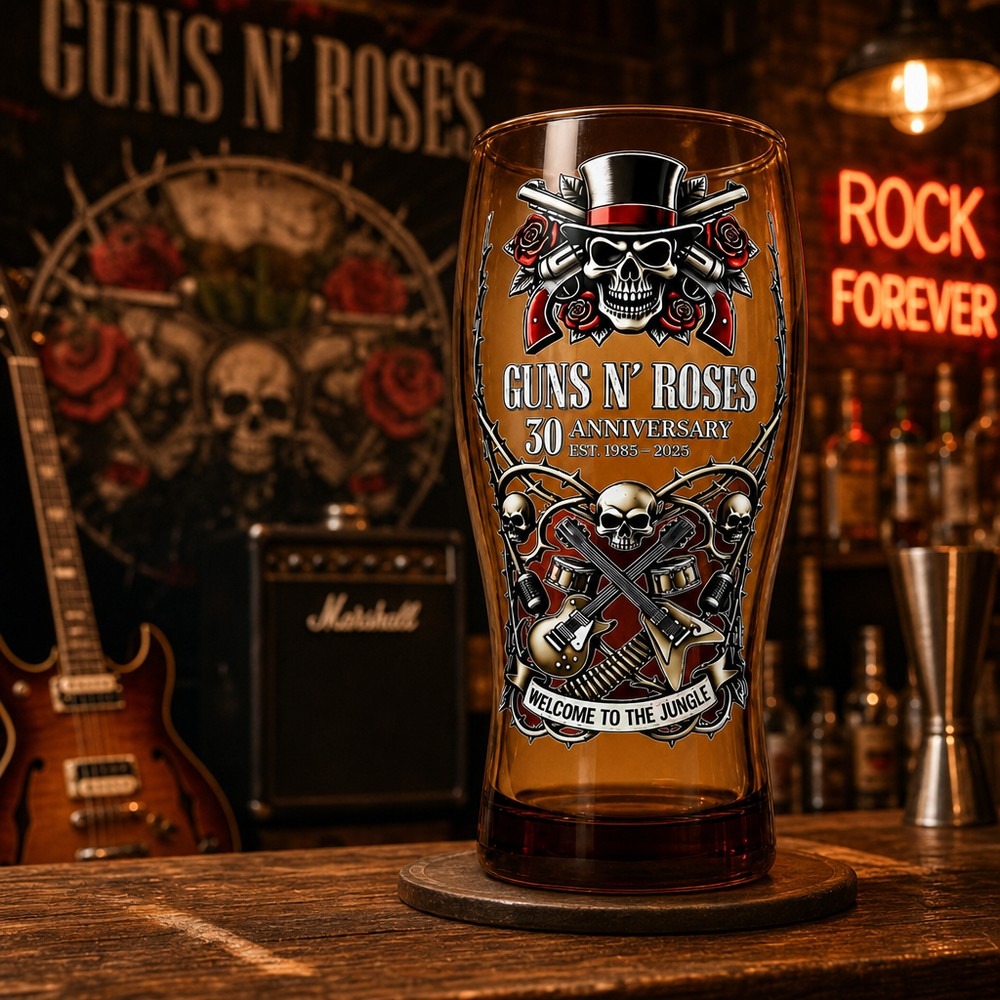 Vintage Collectible Glass - แก้วเบียร์ที่ระลึก Guns N' Roses ขนาด 15