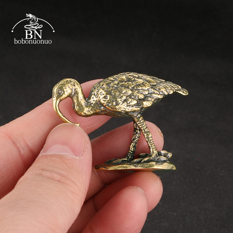 Vintage Collectible Accessories - เครื่องประดับตกแต่งบ้านรูปนกกระเรียนโบราณทำจากทองเหลือง ของตกแต่งโต๊ะทำงาน ของตกแต่งบ้านตามหลักฮวงจุ้ย งานฝีมือ ของสะสม