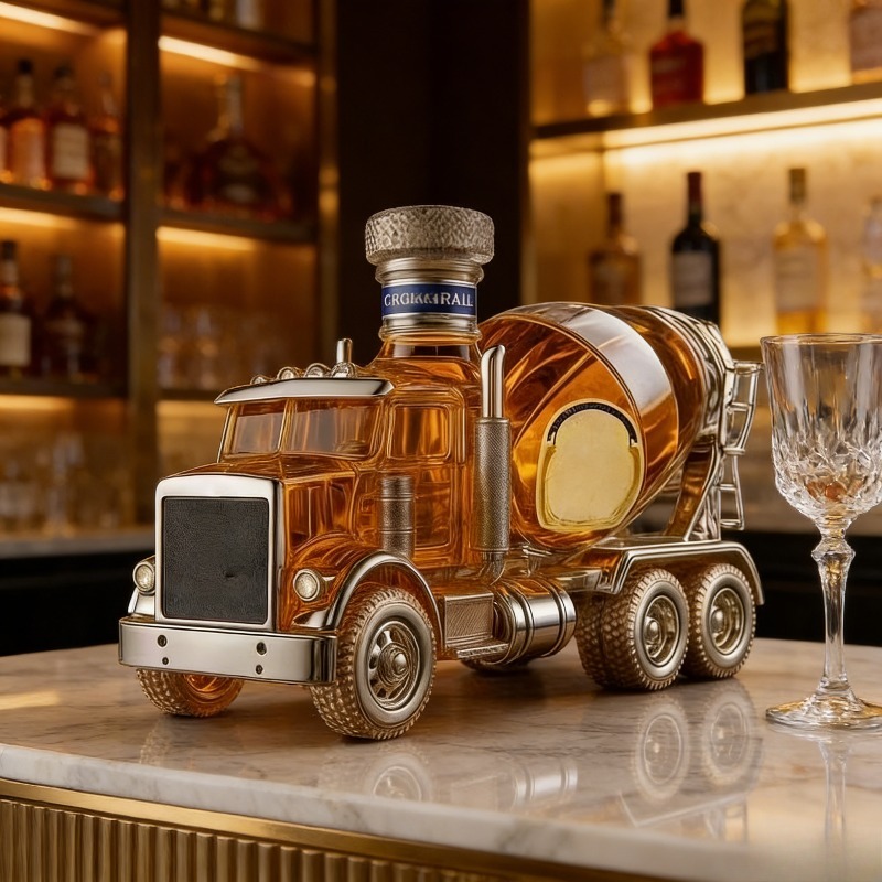 Vintage Collectible Liquor Bottles - ขวดเหล้าดีไซน์รถบรรทุกวินเทจ แก้วใส สำหรับสะสม ตกแต่งบ้านและมุมพักผ่อนของผู้ชาย ของขวัญสุดพิเศษสำหรับคนรักรถบรรทุก